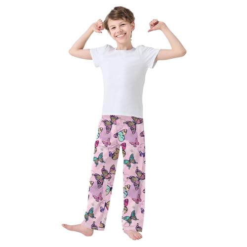 ZZKKO Bright Glitter Butterflies Boys Pants for Kids Jogger Pants with Pockets S-XL2