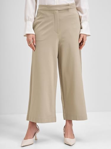 Image of Tokyo Talkies Wide Leg Relaxed fit Cullotes |Ultra Soft, Elasticated, High Waist, Wrinkle Free Trousers |All Day Wear