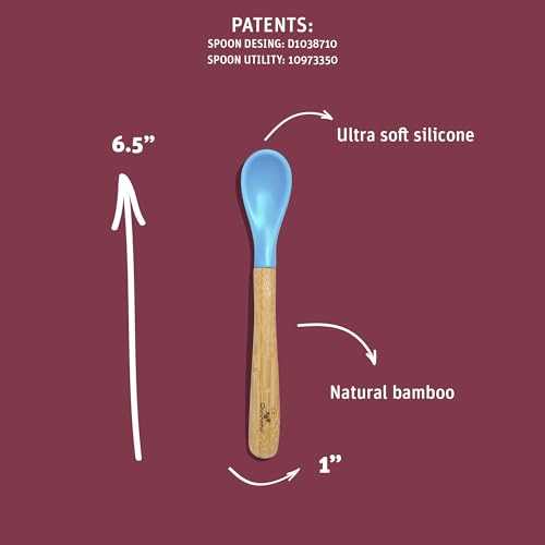 Avanchy Bamboo & Silicone Infant Training Spoons, BPA Free - Soft Tip, Easy on Gums, First Stage Feeding Utensils for Baby-Led Weaning, Self-Feeding, Orange - Thumbnail 2