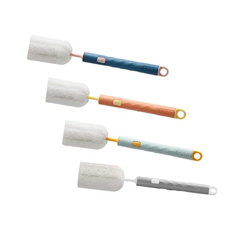 HEMOTON 4pcs Long Handle Bottle Cleaner Foam Cleaner Bottle Cup Brush Bottle Cleaner for Bottle Drink Milk Bottle Cleaning Brush for Bottles Pp