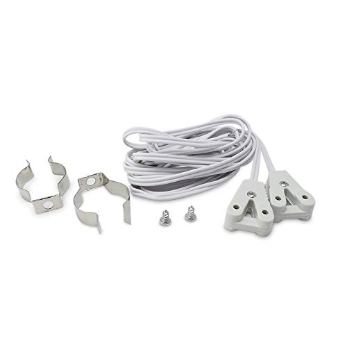 Pack of 4 - Kit for T8 light tube installation (2 Brackets + 2 Screws + G-13 Socket with 1.2m long cable) for T8 LED or Fluorescent bulb.