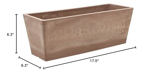 Image of Arcadia Garden Products PSW U45TP Plastic /Stone /Wood Composite Simplicity Window Box, No Drainage Hole (Drillable), 17.5 inch x 7 inch x 6 inch, Taupe (Pack of 8)