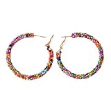 GKrtryDS Pendientes de aro bohemios con cuentas de colores para mujeres Bohemios Bohemios vintage de color dorado Bohemio Pendientes de joyería grandes regalos