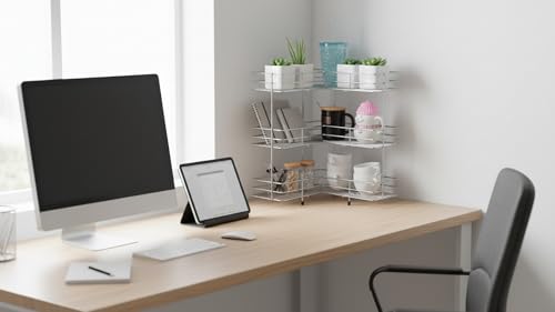 Image of Heavy Duty 3-Tier Stainless Steel Kitchen Corner Rack | L Shaped Platform Organizer Stand for Jars, Containers & Dishes | Rust Proof Countertop & Wall Mounted Shelf
