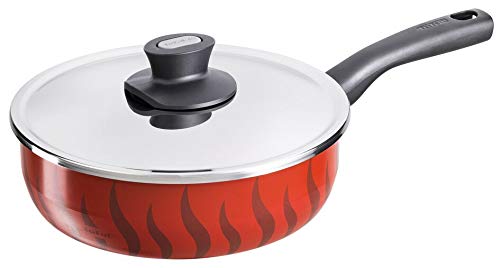 TEFAL Tempo Flame Non-Stick 26 cm Sauté Pan With Lid, Red, Aluminium, C5483382