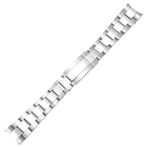 Bracelet Montre Remplacement en Métal Solide Courbé Acier Brossé Boucle Pliable pour Daytona
