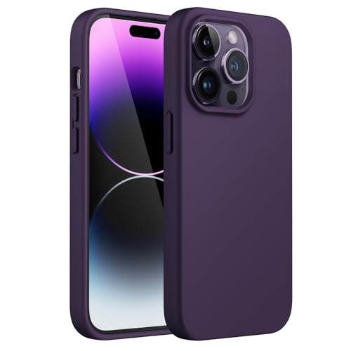 JETech Silikon Hülle für iPhone 14 Pro 6,1 Zoll, Ganzkörper Handyhülle mit Seidig-Weicher Berühren, Stoßfest Schutzhülle mit Mikrofaser-Futter (Dunkellila)