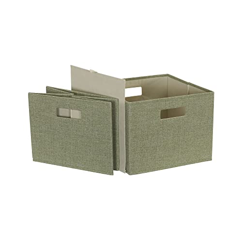 Household Essentials Fabric Storage Bins 2 Piece Set, Strong Poly-Woven Fabric, Sturdy Chipboard Sides #TOP6