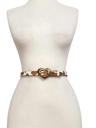 Skinny Western Heart Belt in Cow Hair Leather2