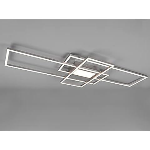 Große Flache LED Deckenleuchte CANTA in 3 Stufen dimmbar, Silber matt Cover