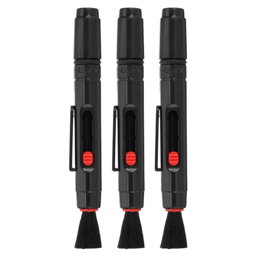 PATIKIL Camera Dusting Brush, Multifunction Cleaning Brush Keyboard Lens Pen Screen Lens Cleaner for Vinyl Records, LP Scan, SLR & Computer Screens,3 Pcs Red