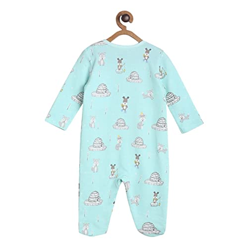 Image of miniklub Infant Boys Grey & White Printed Sleepsuit