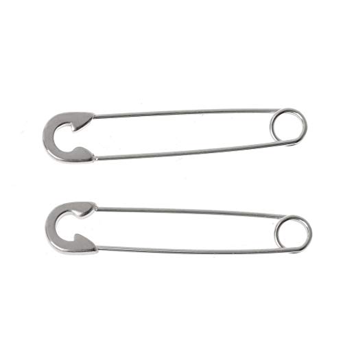 upc Get Pendientes Largos de Acero quirúrgico gótico con Cierre a presión, Plateado, 4 x 0.8 cm,1.6"x 0.3"