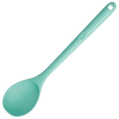 Image of U-Taste Silicone Cooking Spoon, 13.3 inch Long Large Mixing Spoon, Aqua Sky