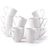 GBHOME 12 OZ Off White Coffee Mugs, Ceramic Bulk Coffee Mugs Set with Large Handle for Man,Woman,Dad,Mom, Light Weight Coffee Mugs for Latte/Cappuccino/Cocoa/Milk, Dishwasher &Microwave Safe,12Pcs