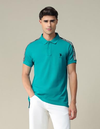 Image of U.S. Polo ASSN. Solid Regular Fit Polo T Shirts for Men - 100% Cotton, Half Sleeves Mens Tshirt