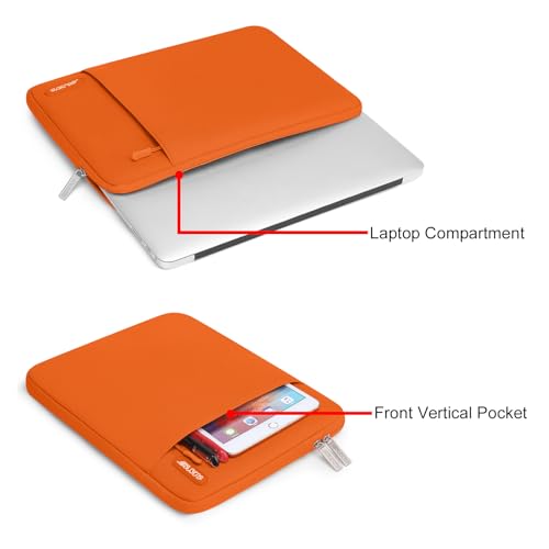 Image of MOSISO Laptop Case 13 inch, 13 inch Laptop Sleeve Compatible with MacBook Air M4 M3 M2 M1 2025-2018 / Pro M2 M1 2025-2016, Polyester Vertical Computer Sleeve Bag with Pocket, Orange
