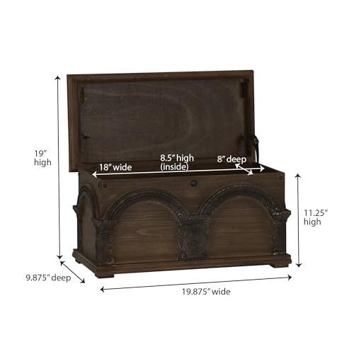 Household Essentials Wooden Arch Trunk Storage Chest, Small, Brown - Image 4