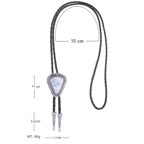 Image of Turquoise Bolo Tie for Men, Leather Braided Necktie Western Cowboy Bola Tie Costume Accessories for Men Women