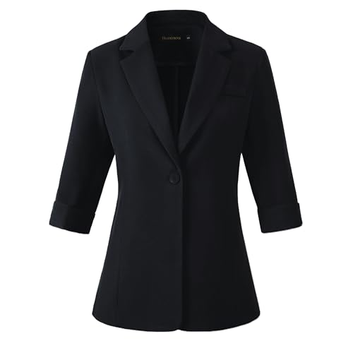 Beninos Womens 3/4 Sleeve Blazers Business Casual Solid Lightweight Suit Jacket Office Blazer