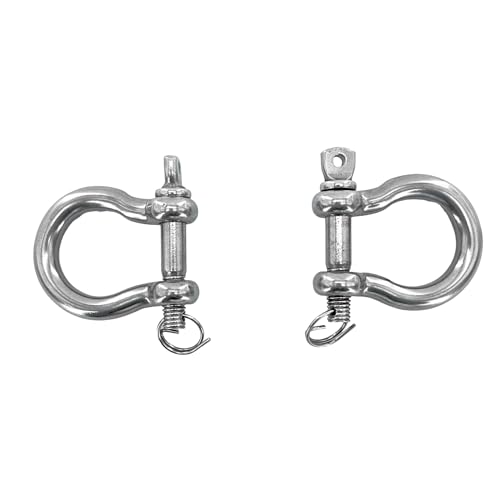 Xialuo Marine 2Pcs Anchor Shackle 316 Stainless Steel Anti-Off Bow Shackle With Locking Ring 1/2 Inch thumb #2