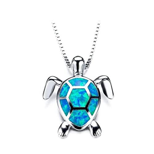 Collier tortue bleu et vert opale de feu, le cadeau idéal pour femme