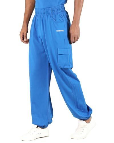 Image of CHKOKKO Men's Baggy Track Pants for Gym Workout Running Casual Wear Sports Lower with Pockets Adjustable Drawstring Waist Lightweight Quick Dry Activewear Fitness