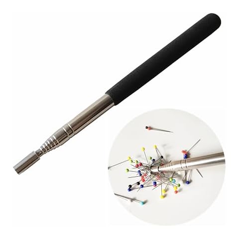 HONEYSEW Needle Stick and Pin Retriever Telescoping Magnetic Pickup Tool Extends to 39”, Picks Up Metal Sewing Notions Without Bending Over, Extendable Magnet Sweeper Cover