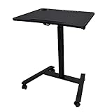 快適ワークの昇降ミニデスク 手動レバー式 傾斜台 複数台での使用に最適 STARPLATINUM 簡単組み立て キャスター付き LDD801 ブラック/ブラック