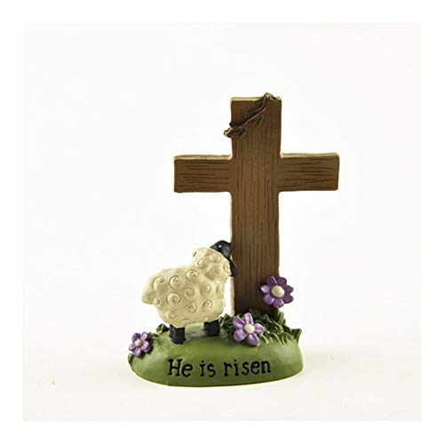 YUANYUAN520 Regalos Cristianos Cruz Pintado a Mano de Resina Ornamento Cristianismo Crucifijo Manualidades Cordero Pascua Revive Estatua La Figura Decoración Joyería