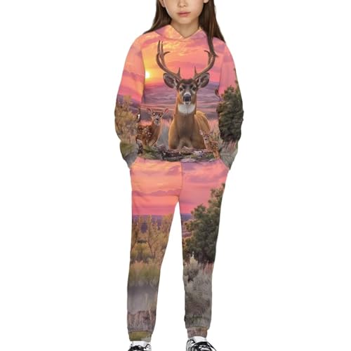 Girls Fall 2 Piece Outfits Age 5-12 Kids Novelty Hoodie and Sweatpant Set Casual Long Sleeve Hooded Tracksuit2