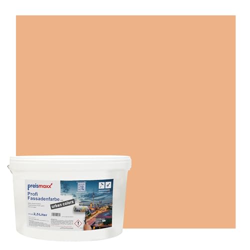 Preismaxx Profi Fassadenfarbe urban colors, bunte Außenfarbe, orange, aprikose, apricot 2,5L, matte, wasserabweisende Aussen-Dispersion, hohe Wasserdampfdurchlässigkeit Preismaxx Profi Fassadenfarbe urban colors, bunte Außenfarbe, orange, aprikose, apricot 2,5L, matte, wasserabweisende Aussen-Dispersion, hohe Wasserdampfdurchlässigkeit