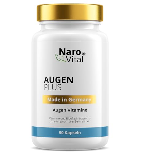 NaroVital Augen Vitamine - Lutein 50mg & Zeaxanthin Kapseln hochdosiert - Augenvitamine zum Sehkraft verbessern - Vitamin A & B2 (Riboflavin) - 90 vegane Augenkapseln für 3 Monate - Made in Germany