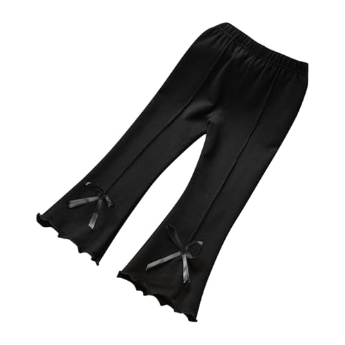 Girls Uniform Pants Kids Stretchy Elastic High Waist Flare Dress Pants Cute Bow Front Wide Leg Pants 2-14 Years