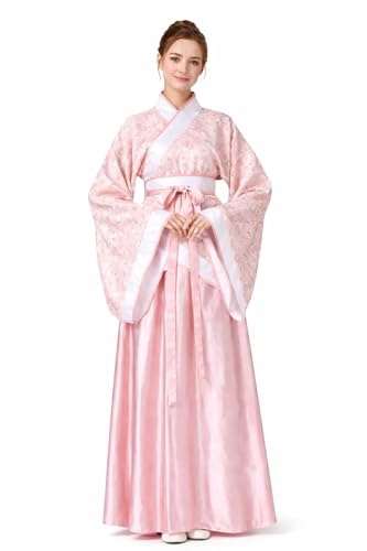 Lazutom Women's Ancient Chinese Traditional Hanfu Dress Fancy Dress Christmas Party Dress (L, Pink)