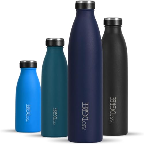 720°DGREE Vaccum Insulated Water Bottle “milkyBottle“ - 1litre - Leakproof, BPA-Free, Thermo Stainless Steel Flask - Sports, Gym, Fitness, School, Kids, Travel, Outdoor, Hot, Cold & Carbonated Drinks