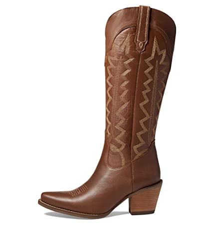 Image of Dingo Womens High Cotton Embroidery Snip Toe Casual Boots Knee High Mid Heel 2-3 inch