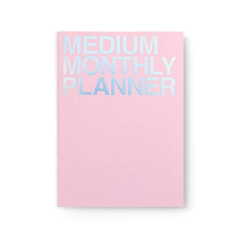 JSTORY Medium Monthly Planner Lays Flat Undated Year Round Flexible Cover Goal/Time Organizer Thick Paper Eco Friendly Customizable Stitch Bound A5 16 Months 150 GSM 18 Sheets Pink