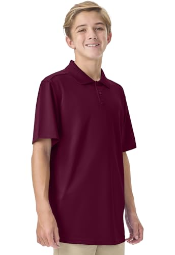 Classroom School Uniforms Unisex Polo T-Shirts with Moisture Wicking & Ribbed Collar CR860Y, M, Burgundy3