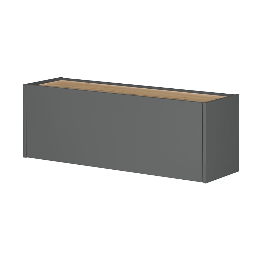 Lomadox Homeoffice Set anthrazit mit Eiche 2-teilig modern, 1 Sekretär, 1 Hängeschrank
