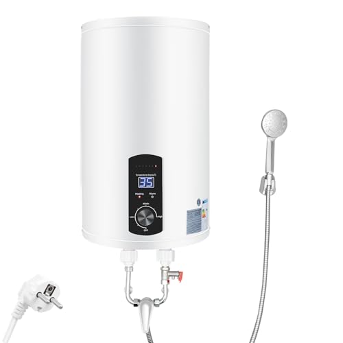 OUBUBY Chauffe-eau électrique 30 l - 2000 W 220 V - À suspendre au mur - Économie d'énergie - Chauffe-eau - Réservoir intérieur émaillé - Écran LED (30 l)