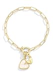 PREMIUM MATERIAL: Crafted with 18K gold plating over sterling silver and brass, this elegant piece belongs among timeless mother-of-pearl bracelet designs. Its lustrous charm and durable paperclip chain create a meaningful accessory that shines throu...