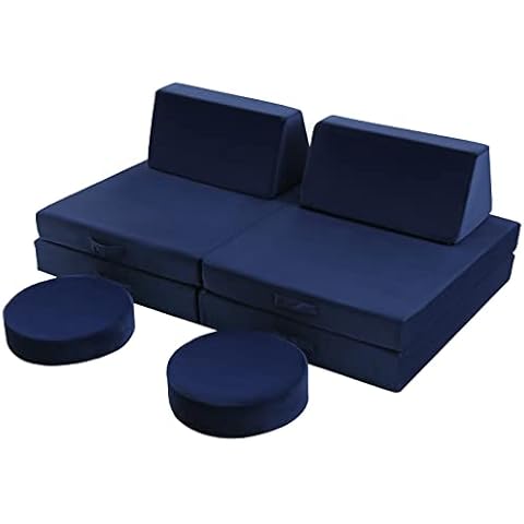 MeMoreCool Nugget Couch Kids Fort Modular Kids Couch for Playroom Bedroom, 8-Piece Sectional Kid Sofa Fold Out Toddler Couch Set, Baby Boys Girls Foam Convertible Sofa Nugget Play Couch Cover