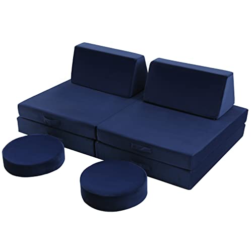Memorecool Nugget Couch Kids Fort Modular Kids Couch For Playroom Bedroom, 8-Piece Sectional Kid Sofa Fold Out Toddler Couch Set, Baby Boys Girls Foam Convertible Sofa Nugget Play Couch #TOP9