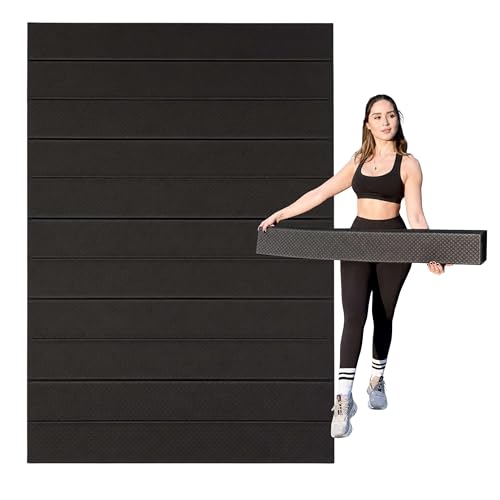 Feetlu Foldable Large Yoga Mat Extra Space 72L x 48W (183 x 122 cm) 6mm & 8mm Thick Workout Mat for Home Gym and Travel - Anti-Slip Folding Exercise Mat for Yoga & Pilates - Black 6mm