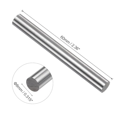 QUARKZMAN Runder Stahlmetallstab, 8mm x 60mm Hochgeschwindigkeitsstahl (HSS) Drehbank Werkzeug, für Wellen, Zahnräder, Langweilmaschinen, Miniatur-DIY-Bastelprojekte
