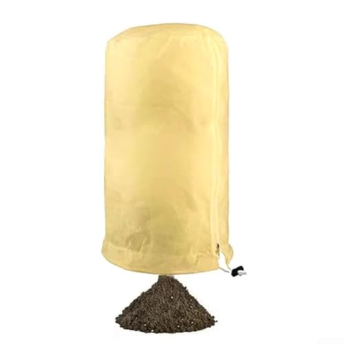 Yhenlovtt Housse antigel pour plantes d'extérieur, en tissu non tissé avec fermeture éclair et cordon de serrage, protection contre le gel pour arbres, arbustes et fleurs Beige 80 x 100 cm
