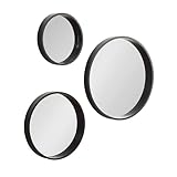 Kate and Laurel Travis Modern Round Wall Mirror Set, Set of 3, Varying Sizes, Black, Decorative Three-Piece Circle Mirror Set for Use as Bathroom Mirror Decor or Gallery Wall Mirrors