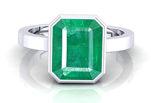 Sirdaksh 4.00 Carat Certified Natural Emerald Gemstone 925 Sterling Silver Anniversary Ring For Girls And Women, Green #TOP2