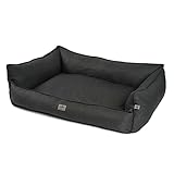JAMAXX® Luxus Hundekörbchen orthopädisches Hundebett Memory Foam Hundekissen Grosse, große Hunde kuscheliges Sofa Matte Waschbar, Flauschige HundeCouch Korb Rand extra-hoch PDB2018 L 120x90 anthrazit